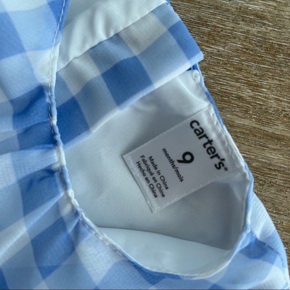 Carters light blue plaid dress size 6-9 Easter Birthday Wedding - Picture 4 of 5